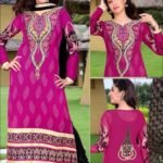 1016Magenta and Black Georgette Straight Suit