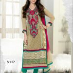 BOD5117 Beige and Peacock Green Straight Suit
