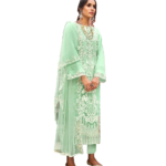 Pista Green Butterfly Net Pakistani Suit