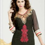 26007Black and Maroon Red Straight Suit
