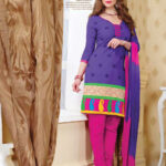 312RoyalBlue and Magenta Daily Wear Embroidered Cotton Salwar Suit