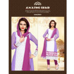 51002White and MediumOrchid Anarkali Suit