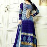 10601SkyBlue and NavyBlue Georgette Straight Suit