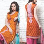 05Orange Red DarkPink Cotton Satin Pakistani Suit