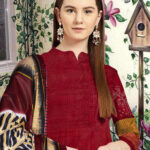 Wine Panchi Cotton Dress Material