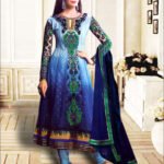 1209SlateBlue and NavyBlue Anarkali Suit