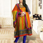 1213Yellow and Orange Anarkali Suit