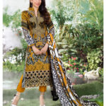 421Black White and TurmericYellow Lawn Cotton Pakistani Suit