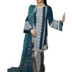 TealGreen  Faux Georgette With Embroidery Work