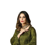 Olive Designer Heavy Embroidered Butterfly Net Designer Suit