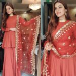 Light Orange Georgette Top With Plazo