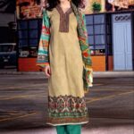 319 Designer Khaki Straight Suit