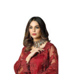 Red Designer Heavy Embroidered Butterfly Net Designer Suit