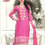 12007Magenta and Silver Georgette Straight Suit
