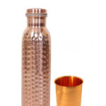 Hammered Copper Bottle And One Emboss Copper Glass