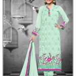 1114MagicMint and Magenta Georgette Straight Suit