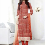 66010White and Orange Chudidar Suit