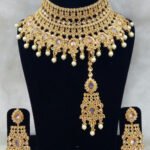 105A White Pearl Bridal Wear Necklace Set With Maang Tika