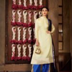 10036Ivory and Royal Blue Designer Suit