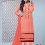 0011 Carrot Pink and Maroon Cambric Cotton Straight Suit