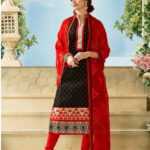 5901B Black and Red Chudidar Suit