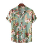 Grayish Lime Green Imagic Cotton Shirt For Men