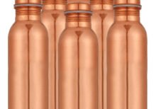 Six Plain Copper Bottles