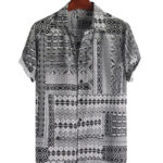 Black And White Imagic Cotton Shirt For Men