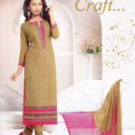 1483CamelBrown and Pink Georgette Straight Suit