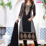 408White and Black Pure Cotton Daily Wear Long Straight Suit