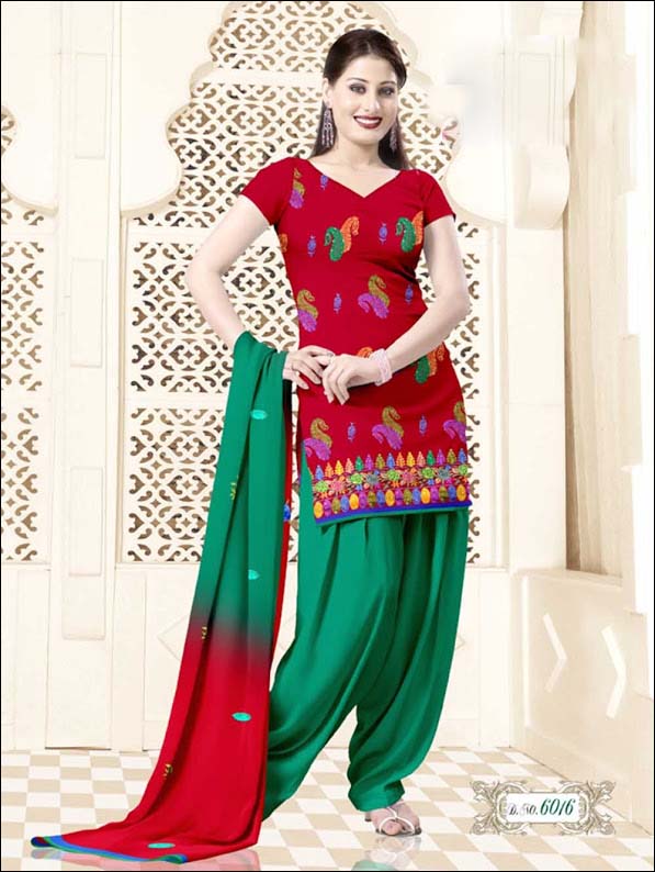 green red salwar kameez