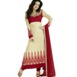 Ivory and Red Straight Suit