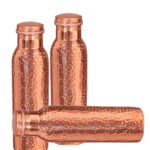 Three Copper Lacquire Hammered Bottles