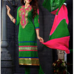 8311Green and Pink Straight Suit