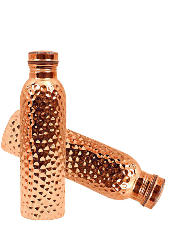 Two Hammered Copper Bottles