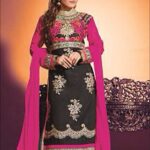 1339Black Georgette Straight Suit