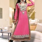 7295Pink and Black Straight Suit