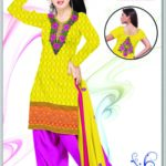 806 Turmeric Yellow and Magenta Banarasi Jacquard Dress Material