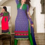 K1246 Blue and Green Party Wear Georgette Chudidar Suit