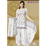 502Ivory and Purple Karachi Cotton Dress Material