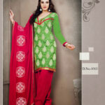 1013 Green and Red Chudidar Suit
