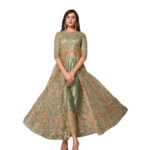 Malachite Green Butterfly Net Embroidered Designer Suit