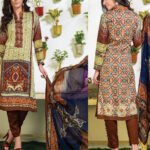 06Beige and Brown Party Wear Cotton Modal Straight Suit