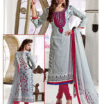 1012Gray and CrimsonRed Daily Wear Satin Cotton Straight Suit