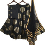 Black Jacquard Banarasi Silk Lehenga
