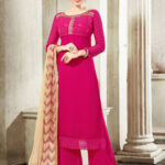 1011 Dark Magenta Designer Georgette Plazo Suit