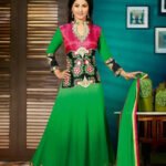 6002Green and Pink Anarkali Suit