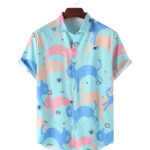 Sky Blue Imagic Cotton Shirt For Men
