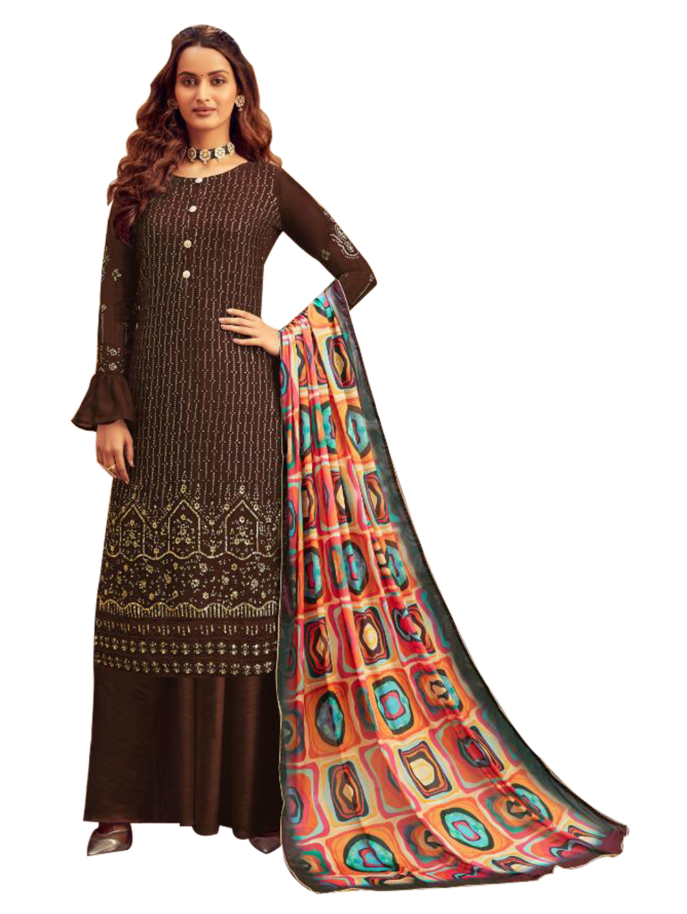 Very Dark Red Designer Sequence Suit