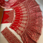 1224 Red Designer Bridal Wear Georgette Heavy Work Lehenga